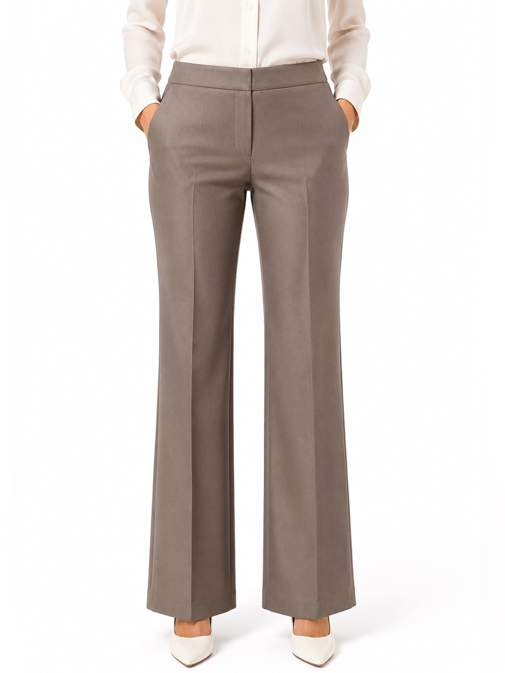 NWT Tahari Taupe Straight Leg Dress Pants Size 8 - Picture 1 of 5